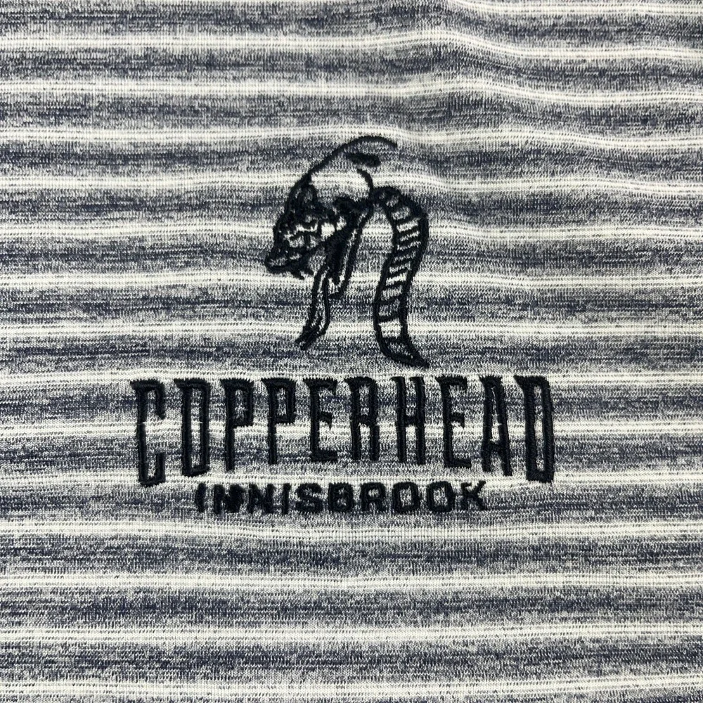 Nike Mens L Blue Striped Polo Shirt Copperhead Innisbrook Dri-FIT Golf